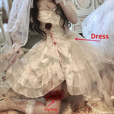 Taooba  party look inspos Japanese Victorian Gothic Lolita Dress Elegant Women Cute Lace Mesh Kawaii Fashion Rose Dresses White Girls Sweet Wedding Dress