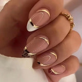 Taooba Christmas nail 24pcs French False Nails Almond Head Summer Style Glitter Design Fake Nail Patch Full Cover Wearable Women Press on Nail Tips