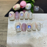 Taooba Christmas nail 10PCS Handmade Wearable square head artificial Nails with y2k designs Raspberry blue smudged press on nail s short false nail s