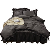 Taooba Christmas Gift Luxury Black Princess Bedding Sets Kawaii Bed Skirt Sheet Pillowcase Fashion Girl Duvet Cover 4 Pieces Home Decoration