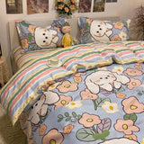 Taooba-Cute Rubbit Bedding Sets Girls Boys Bed Linen Duvet Cover Flat Sheet Pillowcase Home Use Winter King Single Full Size Set 2022