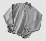 Taooba-4460 GRAY STAND COLLAR HALF ZIP-UP SWEATER