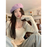 Taooba  party look inspos Korobov Sweet Lace Long Sleeve Knitted Sweater Women Clothing New Bow Design Slimming Base Shirt Korean Fashion Sueters De Mujer