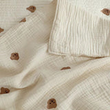 Taooba-MILANCEL Ins Hot Newborn Baby Blanket Korean Bear Embroidery Kids Sleeping Blanket Cotton Bedding Accessories