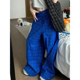 Taooba party outfit  Harajuku Loose Pants Streetwear Clothes Wide Leg Pants Korean Trousers Plaid Baggy Ladies Pants Yellow Jogger Trouser Hip Hop