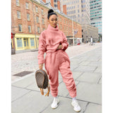 Taooba Christmas Gift outfit  Soild Fleece Vetement Femme Turtleneck 2pcs Casual Two Piece Women Sets Home Lounge Wear Pullover Sweatsuit Conjuntos De Mujer