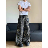 Taooba party outfit  Camouflage Baggy Cargo Pants Women High Rise Trousers Straight Wide Leg Oversize Pants 2024 Summer Aesthetics Vintage Y2K jeans