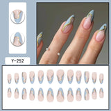 Taooba Christmas Nail  24 Pieces Long Almond Irregular French style Pattern ABS Full Cover Glossy False Nails