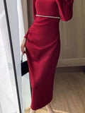 Taooba  party look inspos Autumn Fashion Vintage Women Red Dress Sexy Bodycon Slim Party Wedding Dresses Chic Elegant Female Clothes Robe Vestidos