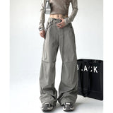 Taooba party outfit  Gray Y2K Parachute Pants Women Spring Summer High Street Hip Hop Oversize Pockets Cargo Trousers American Baggy Wide Leg Pants