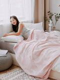 Taooba-Summer Quilts Cotton Gauze Japanese-Style Decorative Bed Throw Blankets Cover Pink Bedspreads For Sofa Bedding 150*230/200cm