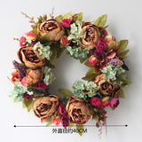 Taooba Artificial Peony Wreath Garland Rattan Home Decor Wedding Wreath Flower Home Door Decoration Wedding Centerpieces for Tables