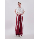 Taooba party outfit  Summer Harajuku Baggy Sweatpants Women Hip Hop Style Y2k Streetwear Wide Striped Joggers Oversized Female Red Sports Trousers