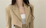 Taooba  party look inspos 2 Piece Dress Set Women Casual Y2k Crop Tops Elegant Jacket Coats + Mini Skirts Korean Fashion Suits 2024 Spring Blazers Dress