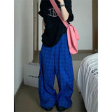 Taooba party outfit  Harajuku Loose Pants Streetwear Clothes Wide Leg Pants Korean Trousers Plaid Baggy Ladies Pants Yellow Jogger Trouser Hip Hop