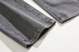 Taooba- 5571 GRAY MANDARIN COLLAR DENIM JK & WIDE STRAIGHT JEANS