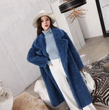 Taooba Christmas Gift outfit  Women Winter Faux Fur Warm Long Coat Female Thick Teddy Bear Coat Casual Loose Oversize Outwears Purple Yellow