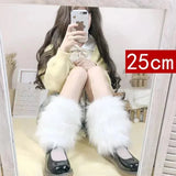 Trizchior Furry Leg Warmers Y2K Goth White Faux Fur Leg Warmers Boot Covers Lady Cute Jk Knee-length Hipster Warm Sock Fashion Socks