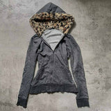 Taooba party outfit  Plush lining solid color pattern Hoodie casual chic Y2K top rock fashion street retro grunge punk hip hop Harajuku couple Hoodie