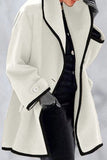 Taooba - White Fashion Casual Solid Patchwork Hooded Collar Outerwear