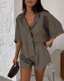 Taooba- Daily Casual Loose Blouse And Shorts Set