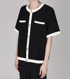 Taooba-4503 TWO TONE SHORT SLEEVE CARDIGAN