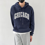 Taooba-5421 DARK BLUE CHICAGO LETTERED HOODIE