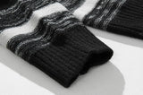 Taooba-5551 BLACK KNITTED STRIPE LONG SLEEVE SWEATER