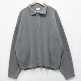 Taooba-5246 KNITTED QUARTER BUTTON-UP SHIRT SWEATER