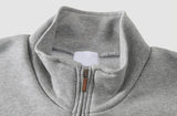 Taooba-4460 GRAY STAND COLLAR HALF ZIP-UP SWEATER