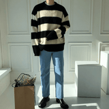 Taooba-5566 KNITTED STRIPE PULLOVER SWEATER