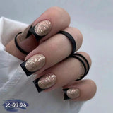 Taooba Christmas Nail  24Pcs Short Leopard Print False Nails with Glue Gold Powder Full Cover Fake Nail Glossy Autumn Winter Press on Acrylic Nail Tips