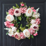 Taooba Artificial Peony Wreath Garland Rattan Home Decor Wedding Wreath Flower Home Door Decoration Wedding Centerpieces for Tables