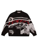 Taooba Christmas Gift outfit  Women Men Pullovers Sweaters Creative Stripes Knitted Streetwear Gothic Oversized Harajuku O Neck Knitwear Female Jumper Tops