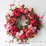 Taooba Artificial Peony Wreath Garland Rattan Home Decor Wedding Wreath Flower Home Door Decoration Wedding Centerpieces for Tables