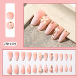 Taooba Christmas nail 24Pcs Medium Long Acrylic Fake Nails Removable French Fake Nails Wearing False Nails Set Full Cover Ballet Press On Nail Tips&7Y