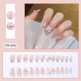 Taooba Christmas nail 24Pcs Medium Long Acrylic Fake Nails Removable French Fake Nails Wearing False Nails Set Full Cover Ballet Press On Nail Tips&7Y