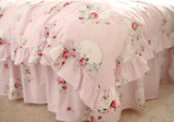 Taooba-New Sweet pink LOVE bedding set rustic ruffle duvet cover print quilt cover elegant wrinkle bed sheet bedspread princess bedding