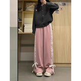 Taooba party outfit  Women's Striped Sweatpants Baggy Casual Y2k Streetwear Elastic Waist Wide Leg Pants Sporting Trousers Clothes 90s Gothic Hiphop