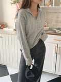 Taooba Christmas Gift outfit -Cable Half Zip-Up Sweater