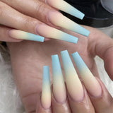 Taooba Christmas Gift outfit  New Gradient Style Matte Full Coverage Long Ballet False Nail Tips  2023 Trend Nail Art French Manicure Tools  24Pcs