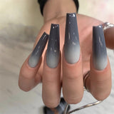 Taooba Christmas Gift outfit  New Gradient Style Matte Full Coverage Long Ballet False Nail Tips  2023 Trend Nail Art French Manicure Tools  24Pcs