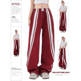 Taooba party outfit  Summer Harajuku Baggy Sweatpants Women Hip Hop Style Y2k Streetwear Wide Striped Joggers Oversized Female Red Sports Trousers