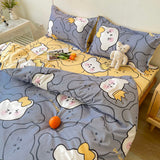 Taooba-Cute Rubbit Bedding Sets Girls Boys Bed Linen Duvet Cover Flat Sheet Pillowcase Home Use Winter King Single Full Size Set 2022