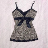 Taooba party outfit  y2k clothes shoujo girl aesthetic camis harajuku punk tanks leopard printed sleeveless babydoll top mini skirts summer crop tops