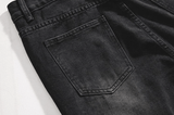 Taooba- 10348 WASHED BLACK WIDE STRAIGHT DENIM JEANS