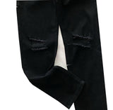 Taooba- 4499 BLACK RIPPED SLIM DENIM JEANS