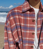 Taooba-2744 WOOLEN KNITTED PLAID COLLAR SHIRT