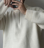 Taooba-5555 KNITTED HALF TURTLENECK COLLAR HALF ZIP-UP SWEATER