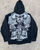 Taooba Y2k Men Vintage Gothic Fashion Skull Print Zip Up Hoodies Autumn Winter New Hip Hop Long Sleeve Coats Loose Hooded Sweatshirt